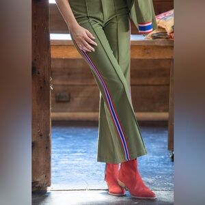 NWT Emily McCarthy Ruffle Flare Wide Leg Pant Army Green Sold Out